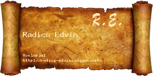 Radics Edvin névjegykártya